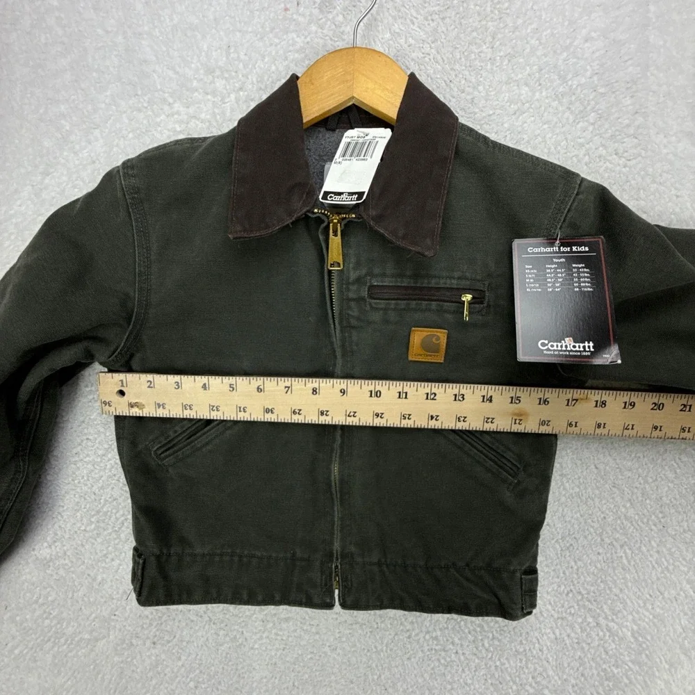Carhartt Detroit Jacket Fleece Lined Youth Medium (8) YYJ97 MOS Green‎ NWT NOS